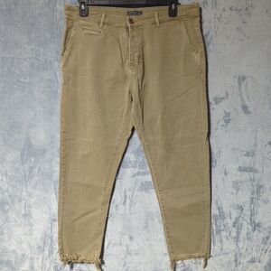 Zara Men's Beige Jeans 36x25 Button Fly Tapered Cotton Casual Comfort